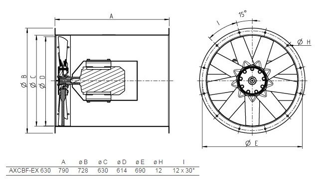 Изображение для товара Systemair AXCBF-EX 630-9/26°-4