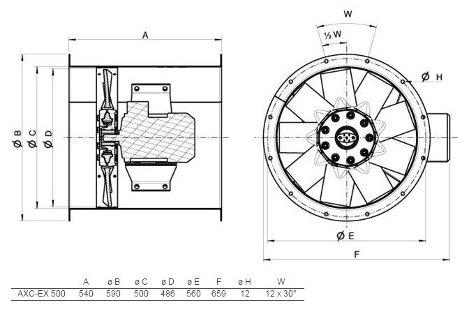 Изображение для товара Systemair AXC-EX 500-9/16°-2
