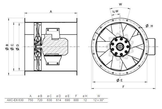 Изображение для товара Systemair AXC-EX 630-9/16°-2