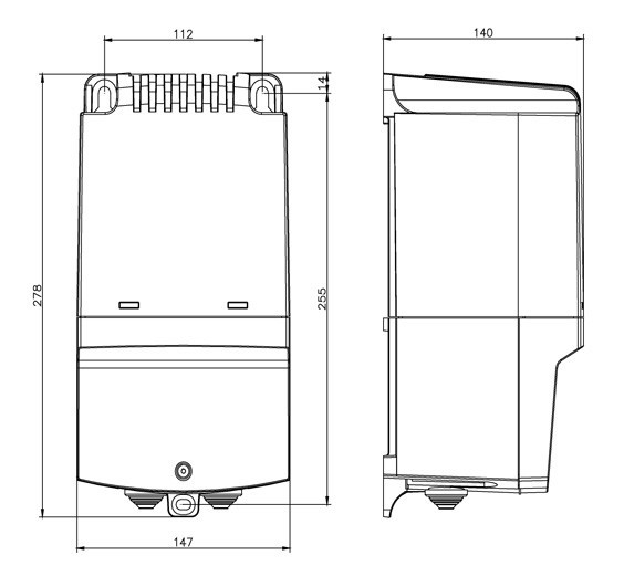Размеры регулятора Systemair REU 5 SPEED CONTROL