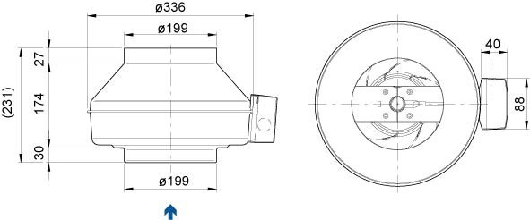 Размеры вентилятора Systemair K 200 L