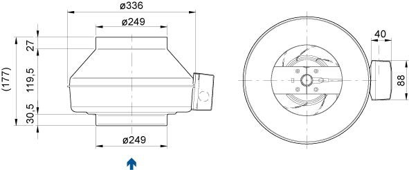 Размеры вентилятора Systemair K 250 M sileo