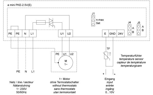Схема подключения регулятора Systemair PKE-2.5V
