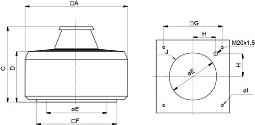 Размеры Systemair DVNI 900D6 IE2