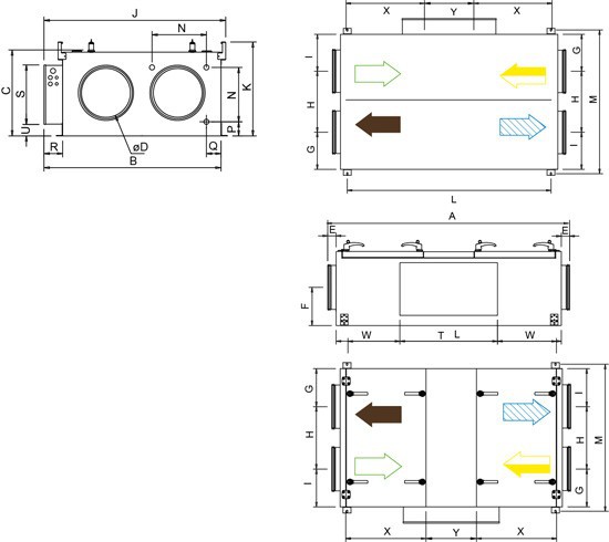 Размеры Systemair TOPVEX FR06-R-CAV
