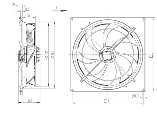 Размеры вентилятора Systemair AW 710DS SILEO