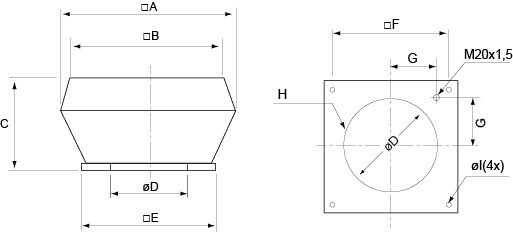 Размеры вентилятора Systemair DVCI 450-S