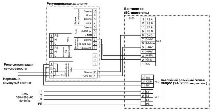 Схема подключения вентилятора Systemair DVCI 630-P