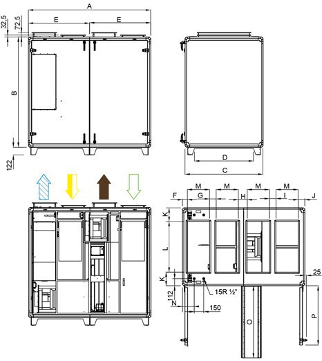 Размеры Systemair TOPVEX TR15-L-CAV