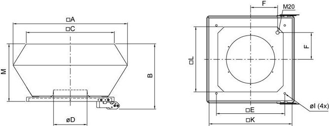 Размеры вентилятора Systemair DVEX 450D4
