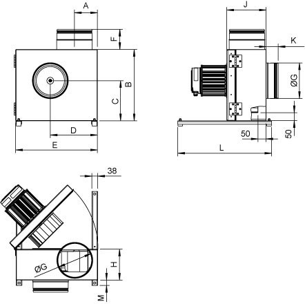 Размеры вентилятора Systemair KBT 160EC