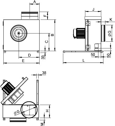 Размеры вентилятора Systemair KBR 315EC-L